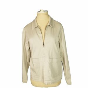 LL Bean Traveler Women's Jacket Beige . Collared Pockets Size 6p